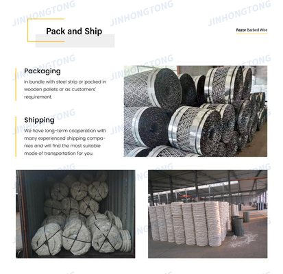 2.5±0.1mm Core Wire Dia. BTO22 Roll Hot Dip Galvanized Razor Barbed Wire για φράχτες