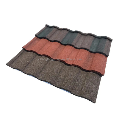1340*420mm Αντι-διάβρωση AZ 150g πέτρα επικαλυμμένα μεταλλικά κεραμίδια στέγης με εξατομικευμένα χρώματα κατασκευασμένα