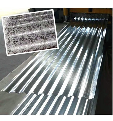 SGCC SPCC SECC DX51D βαθμός 4x8 Ζυγισμένο κυματοειδές φύλλο Μεταλλικό φύλλο οροφής ψευδαργύρου με μηδενικό τύπο σπάνγκελ