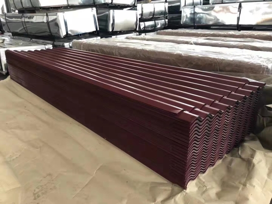 600-1250mm πλάτος υψηλής αντοχής γαλβανισμένη κυματοειδής χρωματική μεταλλική οροφή φύλλο DX51D PPGI φύλλο χρώμα ψευδάργυρο επικαλυμμένο με χάλυβα